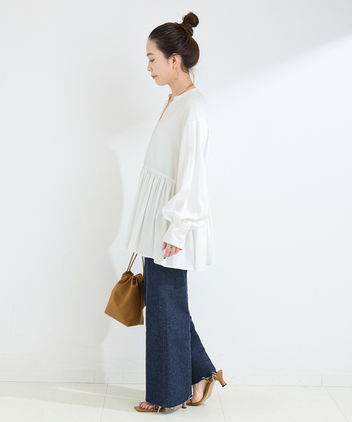 B.C STOCK（ベーセーストック）の「ウォッシャブル / Vネックギャザーブラウス（シャツ/ブラウス・レディース・ホワイト/ブラック・FREE）」の18枚目の写真