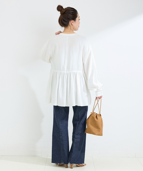 B.C STOCK（ベーセーストック）の「ウォッシャブル / Vネックギャザーブラウス（シャツ/ブラウス・レディース・ホワイト/ブラック・FREE）」の19枚目の写真