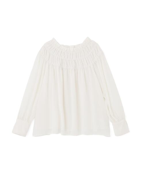 NATURAL BEAUTY BASIC(ナチュラルビューティーベーシック)の「◇シャーリングショルダーブラウス(シャツ/ブラウス・レディース・イエロー/ブラウン/オフホワイト・FREE)」の4枚目の写真