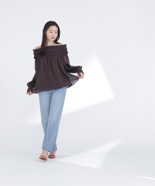 NATURAL BEAUTY BASIC(ナチュラルビューティーベーシック)の「◇シャーリングショルダーブラウス(シャツ/ブラウス・レディース・イエロー/ブラウン/オフホワイト・FREE)」の14枚目の写真