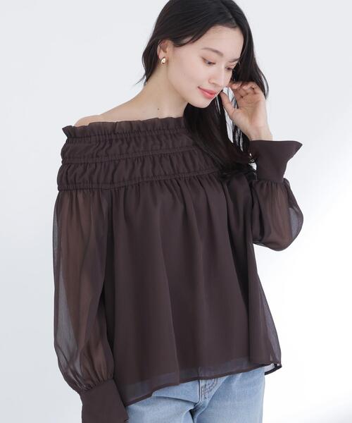NATURAL BEAUTY BASIC(ナチュラルビューティーベーシック)の「◇シャーリングショルダーブラウス(シャツ/ブラウス・レディース・イエロー/ブラウン/オフホワイト・FREE)」の17枚目の写真