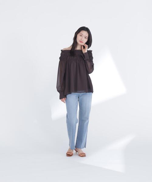 NATURAL BEAUTY BASIC(ナチュラルビューティーベーシック)の「◇シャーリングショルダーブラウス(シャツ/ブラウス・レディース・イエロー/ブラウン/オフホワイト・FREE)」の18枚目の写真