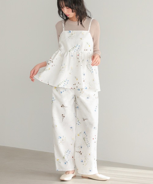 itto...（イット）の「花柄プリントパンツ（スラックス・レディース・ブラック/オフホワイト・M）」の10枚目の写真