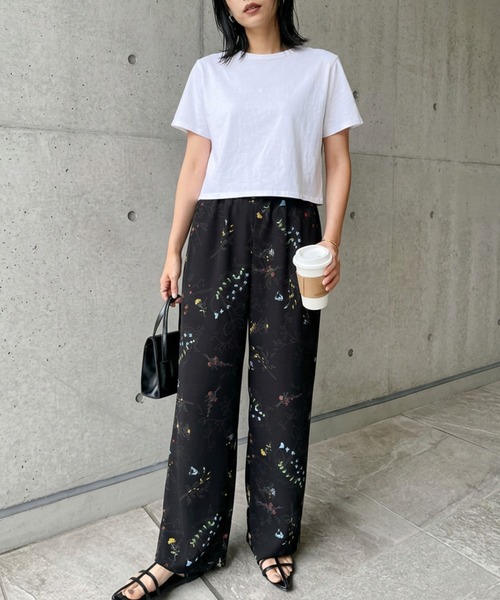 itto...（イット）の「花柄プリントパンツ（スラックス・レディース・ブラック/オフホワイト・M）」の18枚目の写真