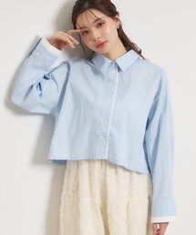 配色ストライプショートシャツ