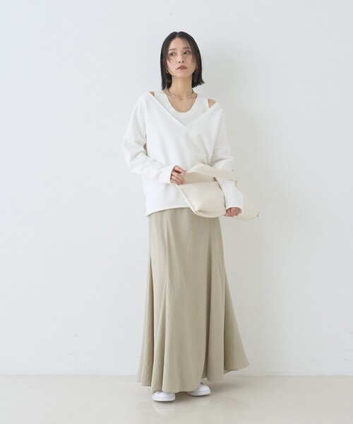 Rouge vif Anna（ルージュヴィフアンナ）の「裏毛Vネックスウェットプルオーバー（スウェット・レディース・グレー/オフホワイト・フリー）」の15枚目の写真