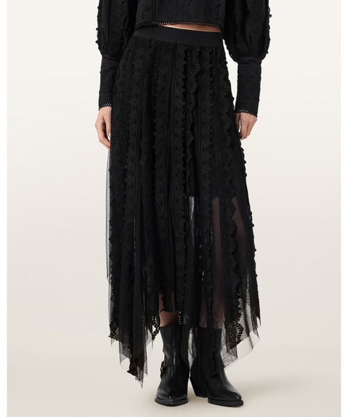 ALLSAINTS(オールセインツ)の「VASHTIE LACE MAXI SKIRT | VASHTIE レース マキシ スカート(スカート・レディース・ブラック・6/8/10/4)」の2枚目の写真