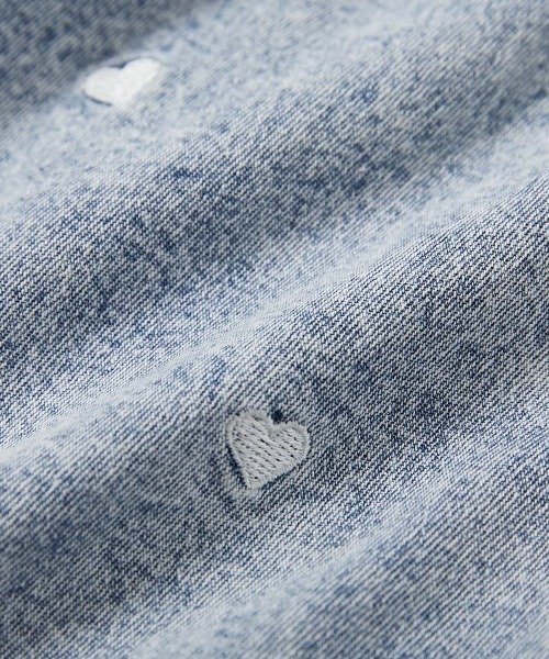 devirock（デビロック）の「ハート刺繍 ライトオンスデニムスカッツ（デニムスカート・キッズ・ネイビー系/ブルー系・110cm/100cm/120cm/130cm/140cm/150cm/160cm）」の5枚目の写真