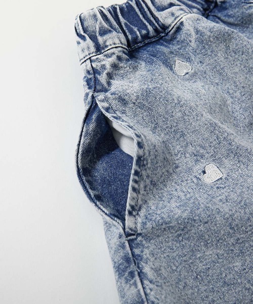 devirock（デビロック）の「ハート刺繍 ライトオンスデニムスカッツ（デニムスカート・キッズ・ネイビー系/ブルー系・110cm/100cm/120cm/130cm/140cm/150cm/160cm）」の8枚目の写真