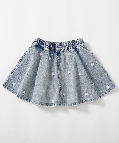 devirock（デビロック）の「ハート刺繍 ライトオンスデニムスカッツ（デニムスカート・キッズ・ネイビー系/ブルー系・110cm/100cm/120cm/130cm/140cm/150cm/160cm）」の11枚目の写真