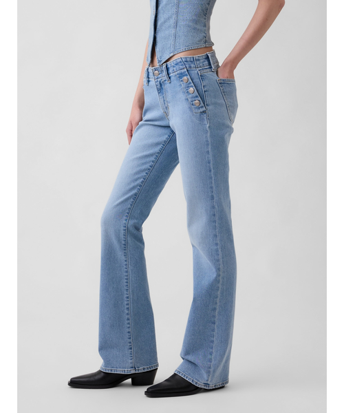 GAP(ギャップ)の「ローライズ ロング&リーン セーラーデニムパンツ(デニムパンツ・レディース・ブルー・23/25/26/28/30/24/27/29)」の1枚目の写真