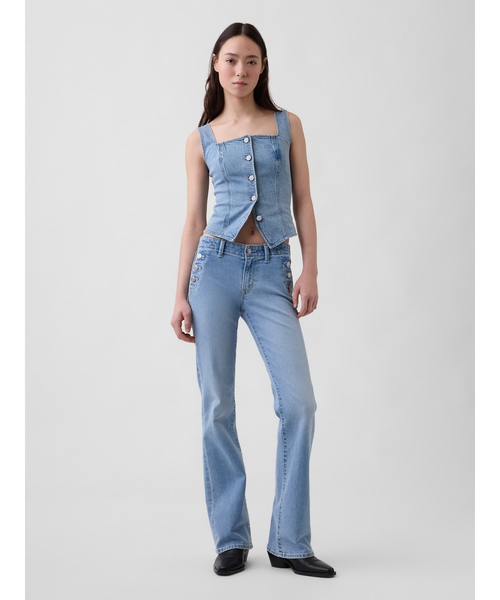 GAP(ギャップ)の「ローライズ ロング&リーン セーラーデニムパンツ(デニムパンツ・レディース・ブルー・23/25/26/28/30/24/27/29)」の2枚目の写真
