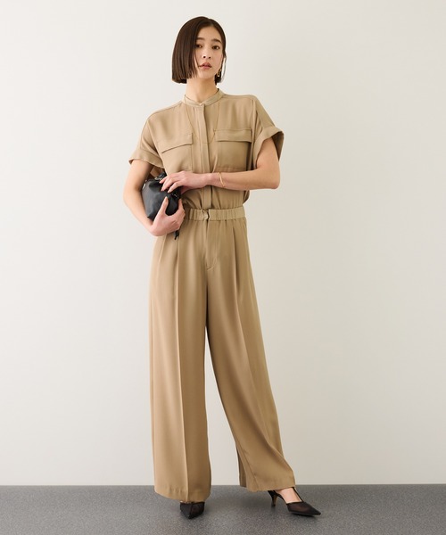 ROPE'（ロペ）の「ライトトリアセバックサテンフラップブラウス/イージーケア・セットアップ対応（シャツ/ブラウス・レディース・ネイビー/ベージュ・FREE）」の5枚目の写真