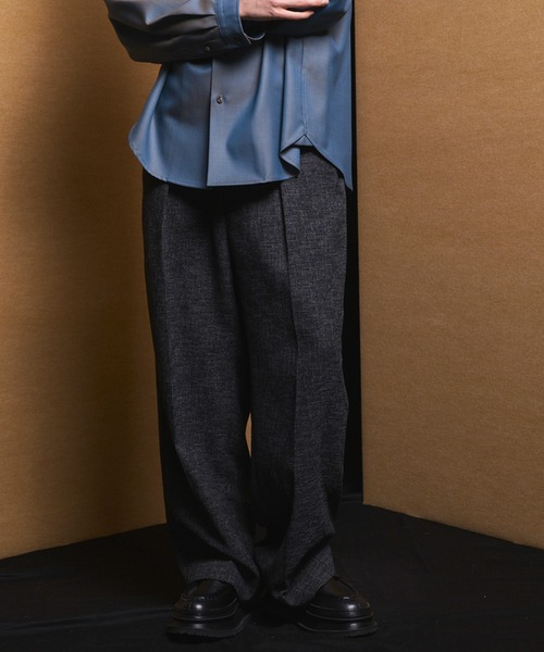 UNISEX》DRY Tweed One-tuck Prime-Wide Tapered Slacks/ドライ