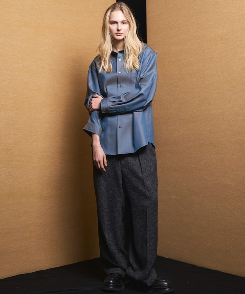 MAISON SPECIAL（メゾンスペシャル）の「《UNISEX》DRY Tweed One-tuck Prime-Wide Tapered Slacks/ドライツイードプライムワイドワンタックテーパードスラックス【MAISON SPECIAL/メゾンスペシャル】■セットアップ対応■（スラックス・メンズ・グレー/ブラック・1/0/2）」の8枚目の写真