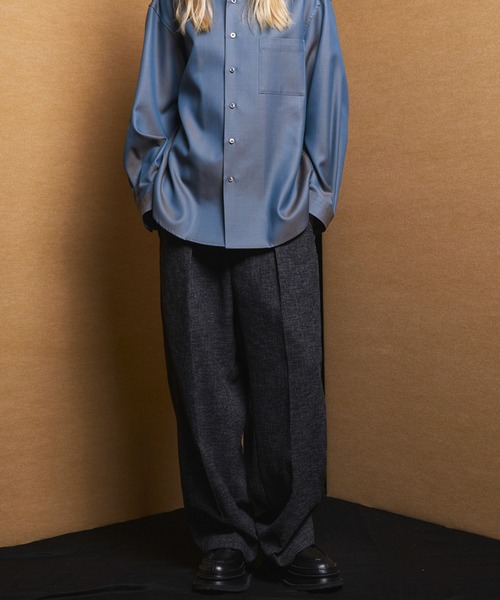 MAISON SPECIAL（メゾンスペシャル）の「《UNISEX》DRY Tweed One-tuck Prime-Wide Tapered Slacks/ドライツイードプライムワイドワンタックテーパードスラックス【MAISON SPECIAL/メゾンスペシャル】■セットアップ対応■（スラックス・メンズ・グレー/ブラック・1/0/2）」の12枚目の写真