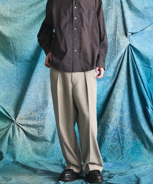 MAISON SPECIAL（メゾンスペシャル）の「《UNISEX》DRY Tweed One-tuck Prime-Wide Tapered Slacks/ドライツイードプライムワイドワンタックテーパードスラックス【MAISON SPECIAL/メゾンスペシャル】■セットアップ対応■（スラックス・メンズ・グレー/ブラック・1/0/2）」の15枚目の写真