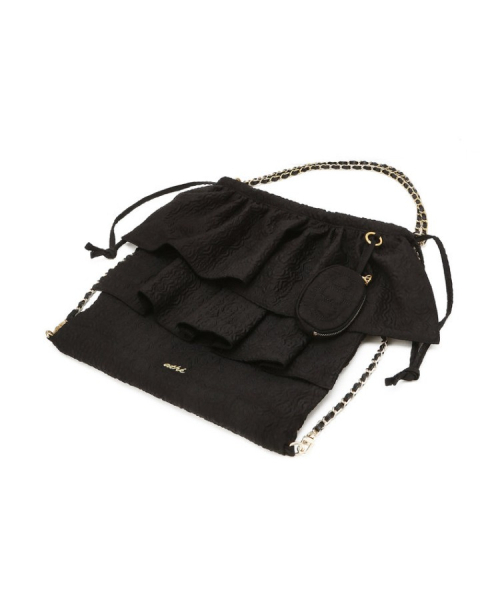 athe（アテ）の「[FRILL] ブラックチェーンバックパック兼ショルダーバッグ M AABA6E710BK（ショルダーバッグ・レディース・ブラック・FREE）」の5枚目の写真