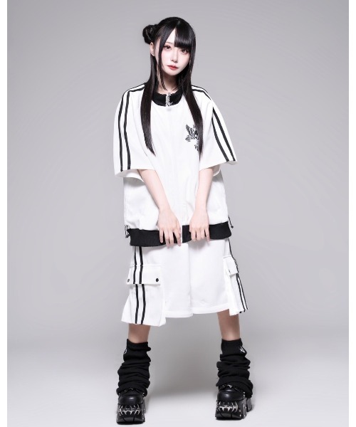 REFLEM(レフレム)の「『REFLEM/レフレム』2WAYワイドカーゴトラックパンツ(その他パンツ・レディース・ブラック×ホワイト/ホワイト×ブラック・FREE)」の3枚目の写真