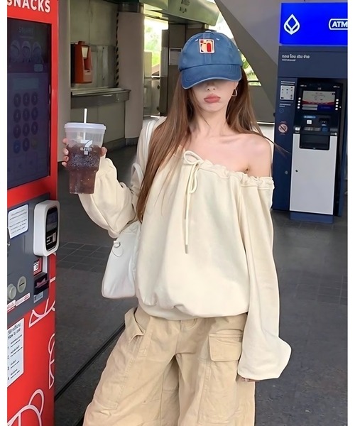 inst.ALL(インストール)の「ドロストリボントレーナー(スウェット・レディース・グレー/ベージュ・M)」の1枚目の写真