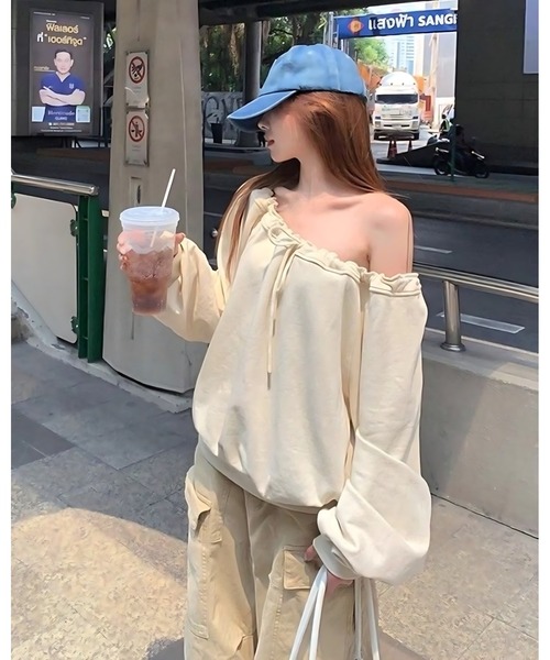 inst.ALL(インストール)の「ドロストリボントレーナー(スウェット・レディース・グレー/ベージュ・M)」の3枚目の写真