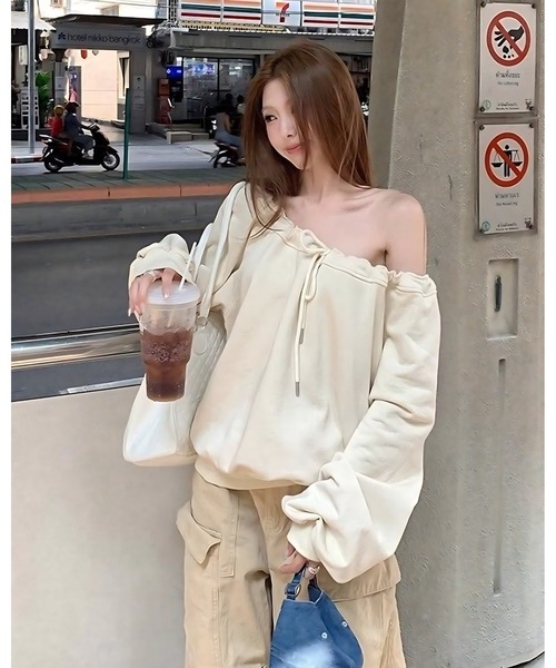 inst.ALL(インストール)の「ドロストリボントレーナー(スウェット・レディース・グレー/ベージュ・M)」の4枚目の写真