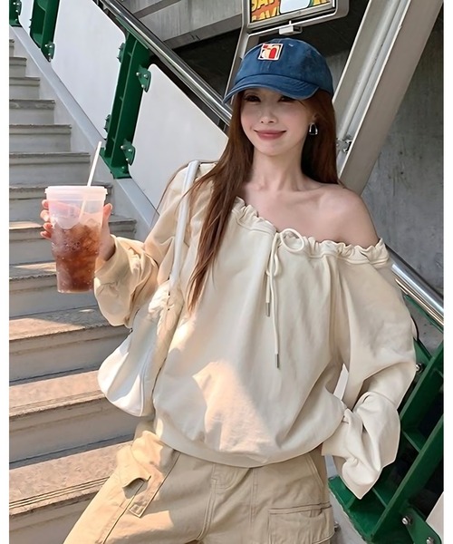 inst.ALL(インストール)の「ドロストリボントレーナー(スウェット・レディース・グレー/ベージュ・M)」の6枚目の写真