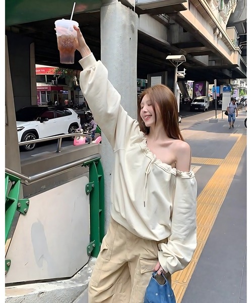 inst.ALL(インストール)の「ドロストリボントレーナー(スウェット・レディース・グレー/ベージュ・M)」の7枚目の写真