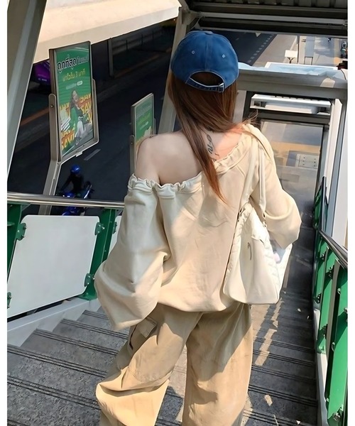 inst.ALL(インストール)の「ドロストリボントレーナー(スウェット・レディース・グレー/ベージュ・M)」の11枚目の写真