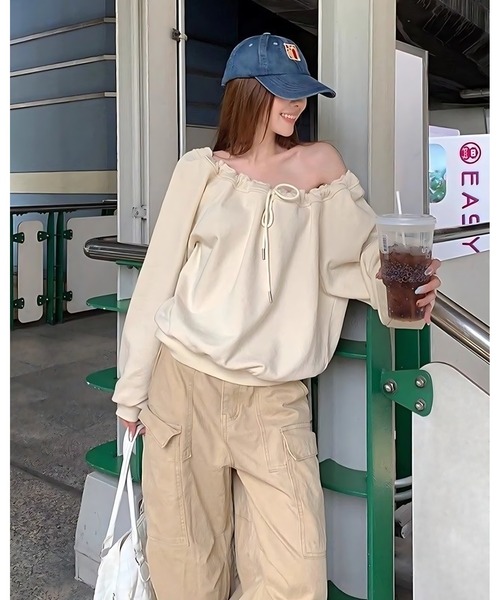 inst.ALL(インストール)の「ドロストリボントレーナー(スウェット・レディース・グレー/ベージュ・M)」の12枚目の写真
