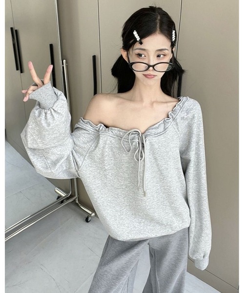 inst.ALL(インストール)の「ドロストリボントレーナー(スウェット・レディース・グレー/ベージュ・M)」の18枚目の写真
