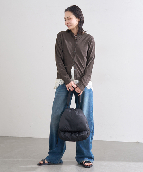 JOURNAL STANDARD（ジャーナルスタンダード）の「シアーコットンクルーネックカーディガン（カーディガン/ボレロ・レディース・ベージュ/ブラック系その他/アイボリー・FREE）」の4枚目の写真