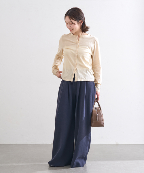 JOURNAL STANDARD（ジャーナルスタンダード）の「シアーコットンクルーネックカーディガン（カーディガン/ボレロ・レディース・ベージュ/ブラック系その他/アイボリー・FREE）」の5枚目の写真