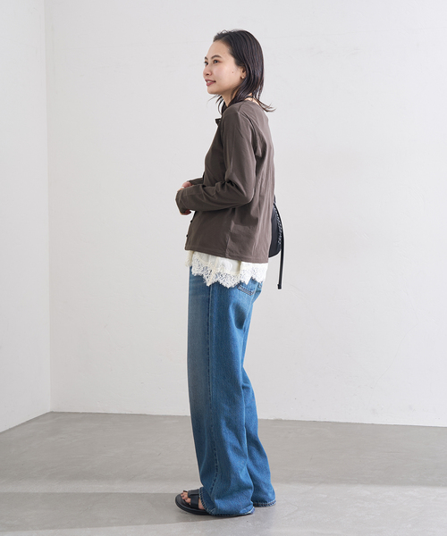 JOURNAL STANDARD（ジャーナルスタンダード）の「シアーコットンクルーネックカーディガン（カーディガン/ボレロ・レディース・ベージュ/ブラック系その他/アイボリー・FREE）」の6枚目の写真