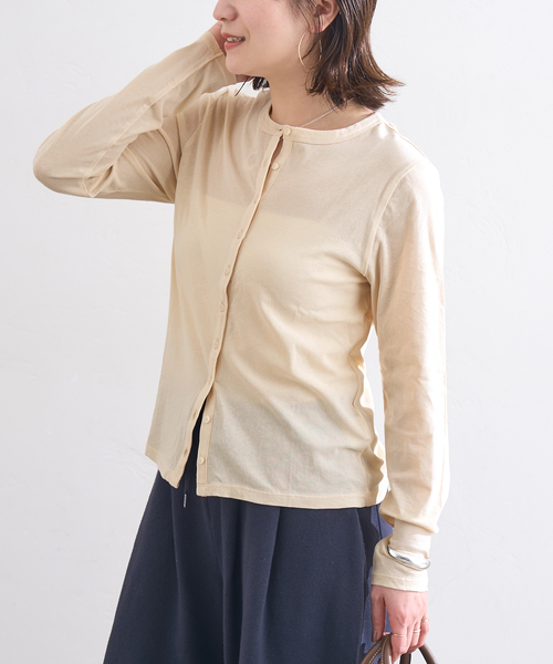 JOURNAL STANDARD（ジャーナルスタンダード）の「シアーコットンクルーネックカーディガン（カーディガン/ボレロ・レディース・ベージュ/ブラック系その他/アイボリー・FREE）」の16枚目の写真