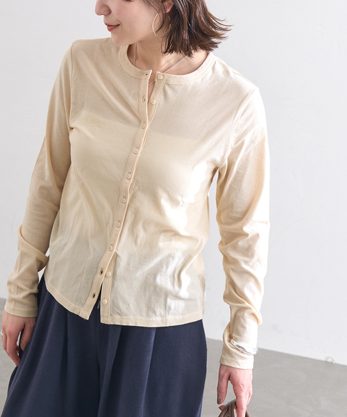 JOURNAL STANDARD（ジャーナルスタンダード）の「シアーコットンクルーネックカーディガン（カーディガン/ボレロ・レディース・ベージュ/ブラック系その他/アイボリー・FREE）」の17枚目の写真