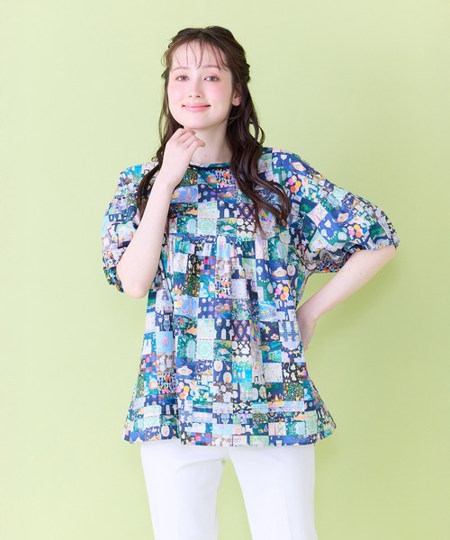 Jolly Poupee(ジョリープッペ)の「【22fabric】アニバーサリーパッチワーク/ブラウス(シャツ/ブラウス・レディース・ネイビー/ベージュ・46/38/42)」の4枚目の写真