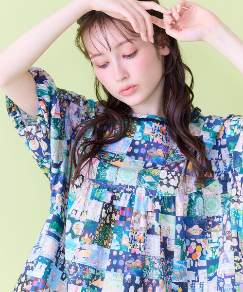 Jolly Poupee(ジョリープッペ)の「【22fabric】アニバーサリーパッチワーク/ブラウス(シャツ/ブラウス・レディース・ネイビー/ベージュ・46/38/42)」の5枚目の写真