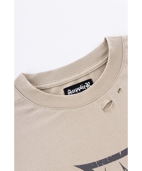 SUPPLIER(サプライヤー)の「ロンT|Dusty Iron Cross Layered Long Sleeve Tee|SUPPLIER(Tシャツ/カットソー・メンズ・ブラック/ベージュ・SMALL/MEDIUM/LARGE/X-LARGE)」の6枚目の写真