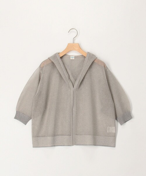 MICO COULIER（ミコクリエ）の「フードメッシュ半袖はおり（カーディガン/ボレロ・レディース・ベージュ/チャコールグレー/オフホワイト・38）」の3枚目の写真