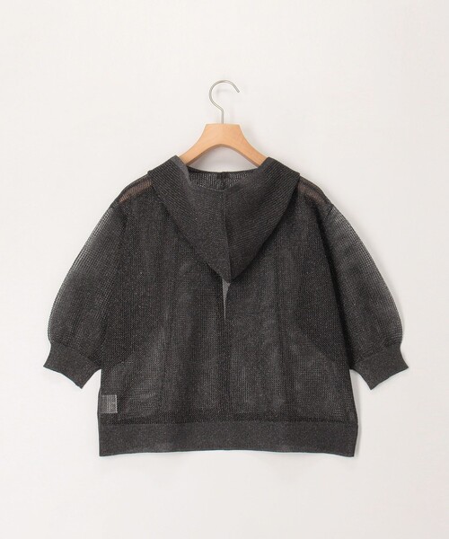 MICO COULIER（ミコクリエ）の「フードメッシュ半袖はおり（カーディガン/ボレロ・レディース・ベージュ/チャコールグレー/オフホワイト・38）」の7枚目の写真