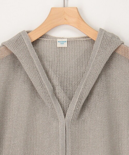 MICO COULIER（ミコクリエ）の「フードメッシュ半袖はおり（カーディガン/ボレロ・レディース・ベージュ/チャコールグレー/オフホワイト・38）」の8枚目の写真