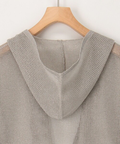 MICO COULIER（ミコクリエ）の「フードメッシュ半袖はおり（カーディガン/ボレロ・レディース・ベージュ/チャコールグレー/オフホワイト・38）」の13枚目の写真