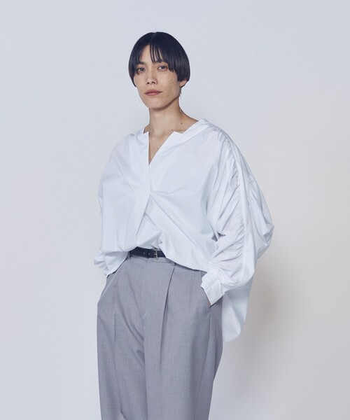 1er Arrondissement(プルミエアロンディスモン)の「ギャザーブラウス(シャツ/ブラウス・レディース・オフホワイト/ストライプ・38/36)」の3枚目の写真