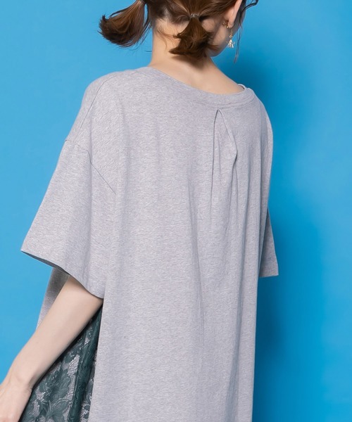 ScoLar（スカラー）の「161670：花ネコピクニック柄 天竺×レースワンピース（ワンピース・レディース・ブラック/杢グレー・M）」の8枚目の写真