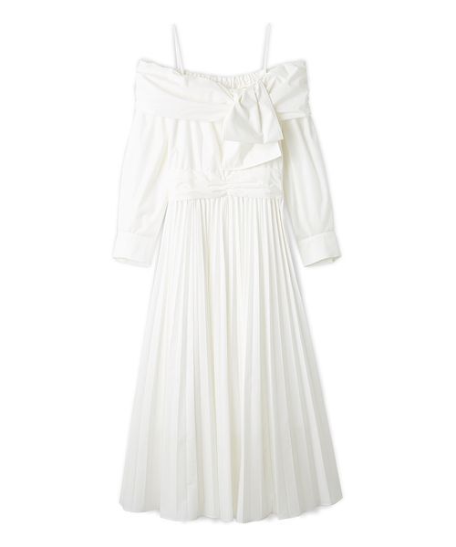 SNIDEL（スナイデル）の「ビッグリボンシャツワンピース（ワンピース・レディース・ブルー/ホワイト/チェック・0/1）」の2枚目の写真