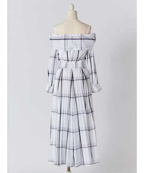 SNIDEL（スナイデル）の「ビッグリボンシャツワンピース（ワンピース・レディース・ブルー/ホワイト/チェック・0/1）」の6枚目の写真