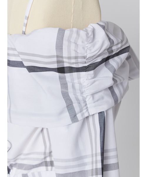 SNIDEL（スナイデル）の「ビッグリボンシャツワンピース（ワンピース・レディース・ブルー/ホワイト/チェック・0/1）」の10枚目の写真