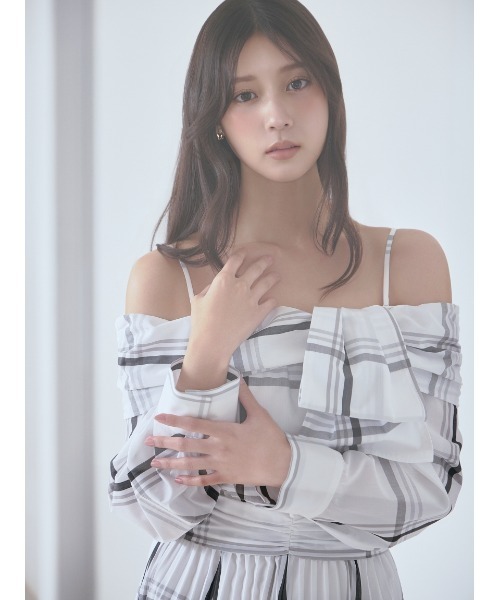 SNIDEL(スナイデル)の「ビッグリボンシャツワンピース(ワンピース・レディース・ブルー/ホワイト/チェック・0/1)」の21枚目の写真