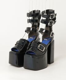 ヨースケYOSUKEウィメンズ厚底チャンキーヒール4ストラップカウンターバックジッパーブーツサンダル2810148